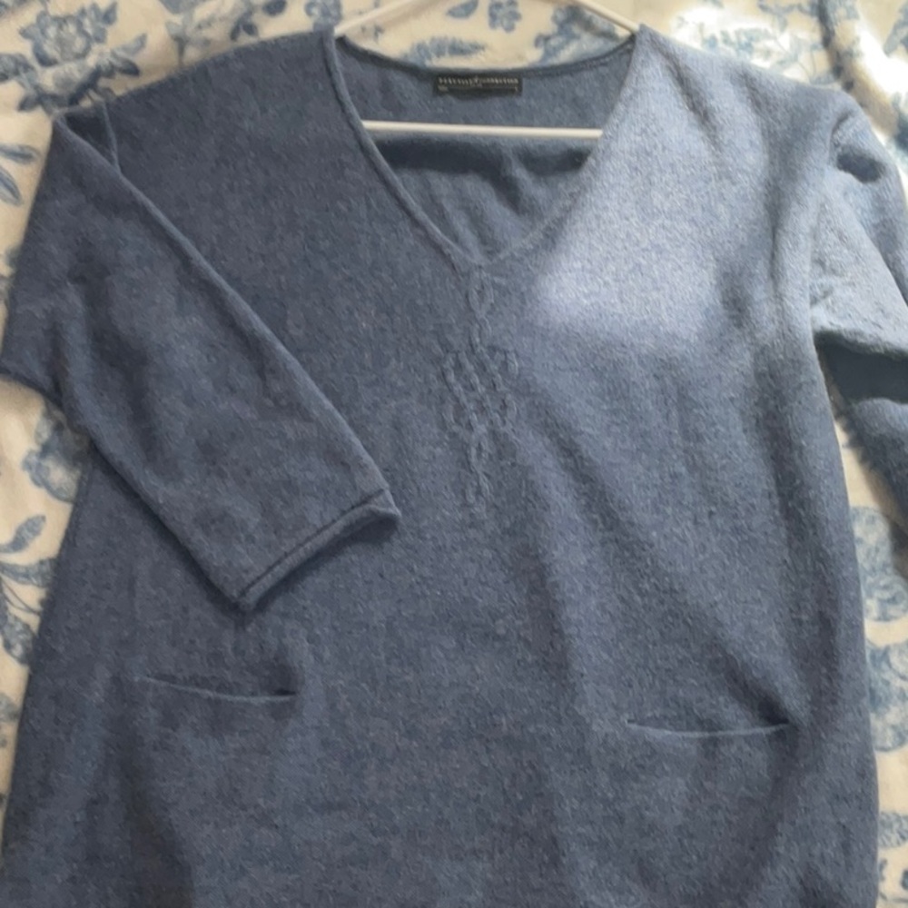 Peruvian Connection blue tunic sweater